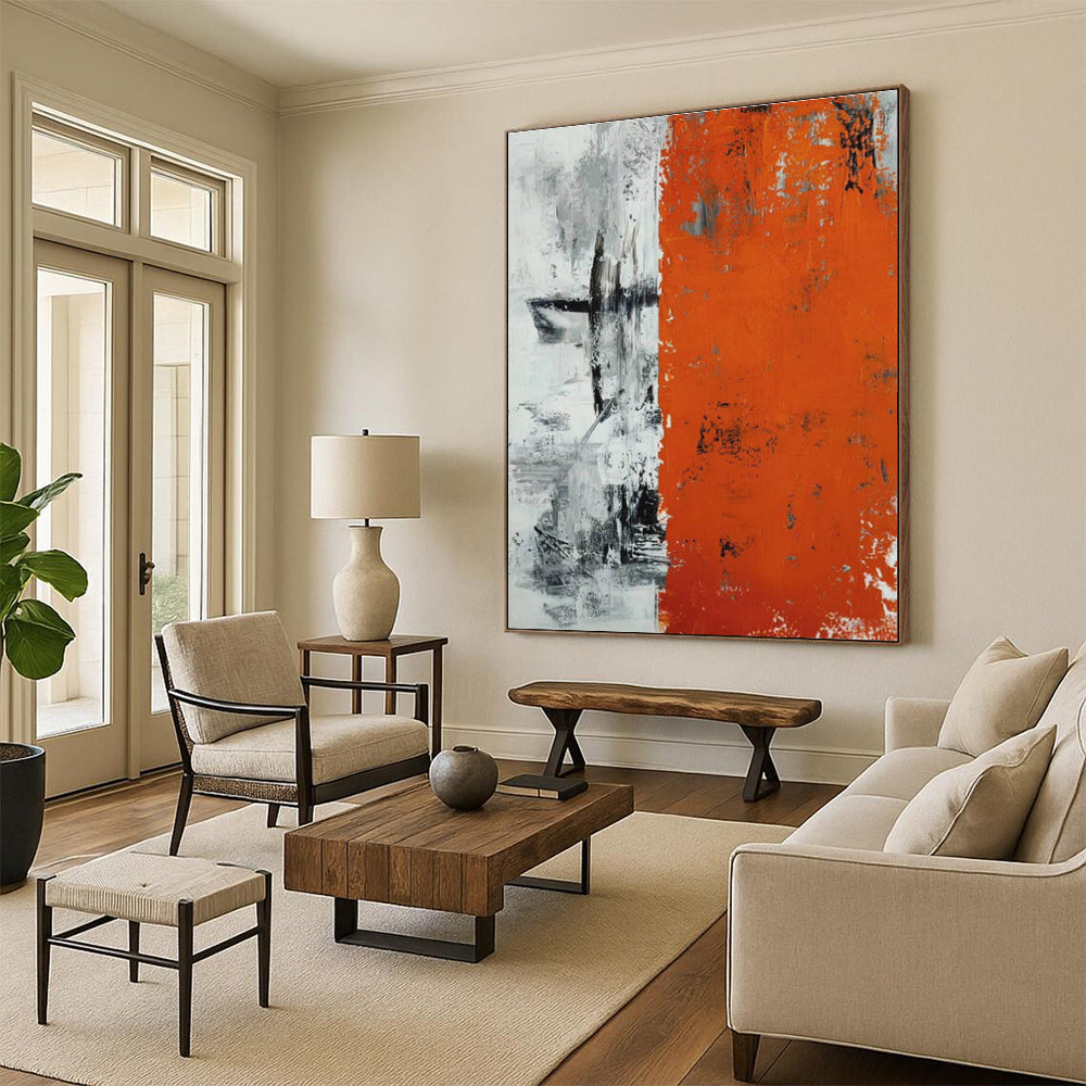 Acrylic Modern Art Paintings Orange Gray Black Abstract Art PT402