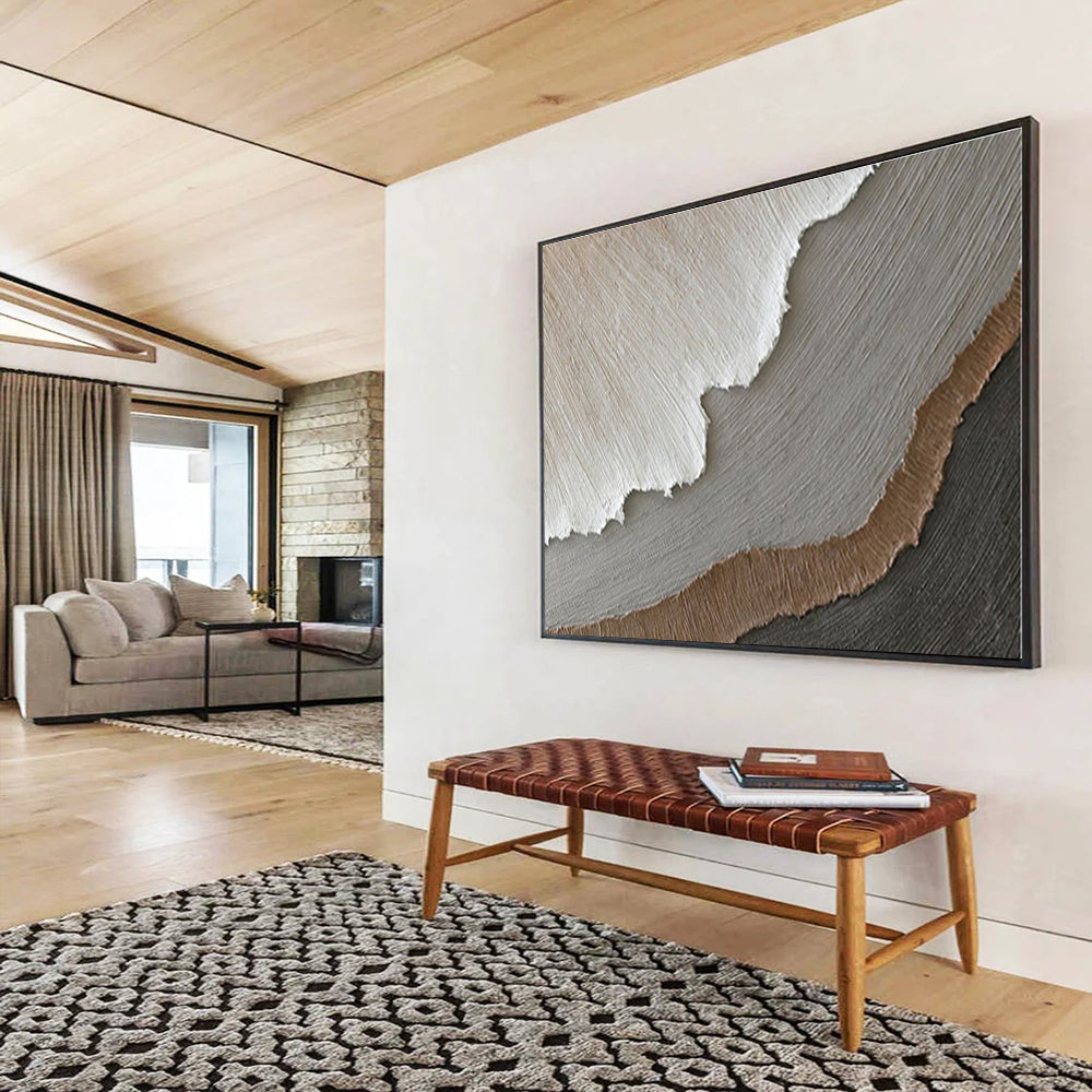 Handmade Art Neutral Tones Textured Abstract On Canvas HPS066