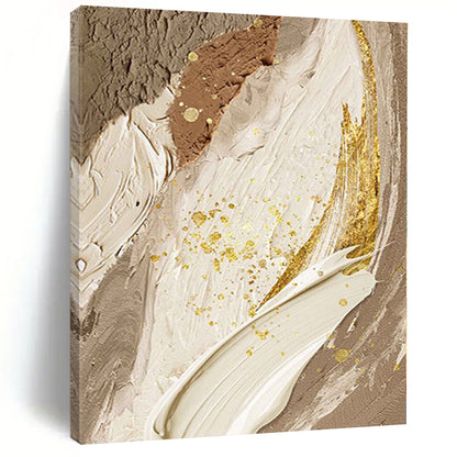 Hand Painting Beige, Brown & Gold Textured Abstract Painting On Canvas PT072