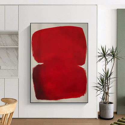 Minimalist Canvas Art - Red Monochrome Abstract Art with Soft Edges PT602