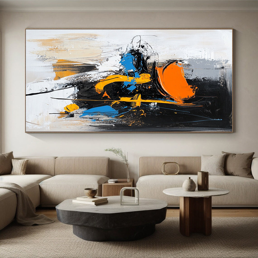 Orange Yellow Blue Black White Abstract Art PT144