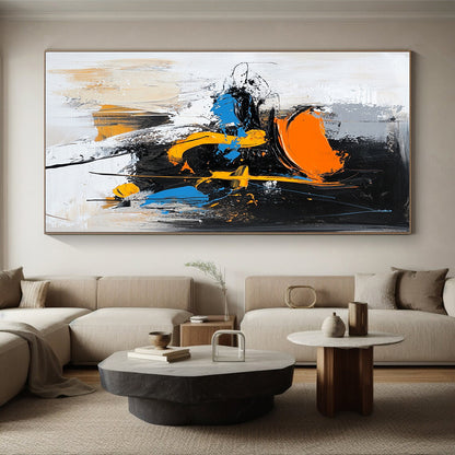 Orange Yellow Blue Black White Abstract Art PT144