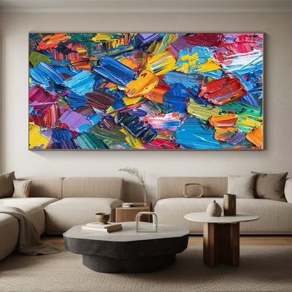 Cool Abstract Paintings Multicolor Thick Textured Abstract Art PT363