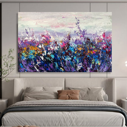 Large Painting In Living Room Multicolor Abstract Wildflower Field Art HPS345