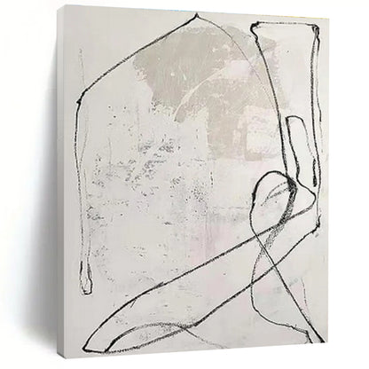 Handmade Art Black White Sketchy Abstract Line Art PT333