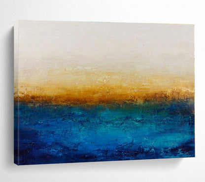 Minimalist Canvas Art Gradient Blue & Gold Abstract On Canvas HPS006