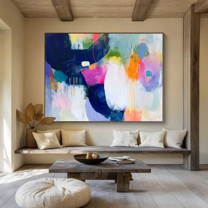 Large Painting In Living Room Multicolor Abstract Emotional Expression Art HPS315