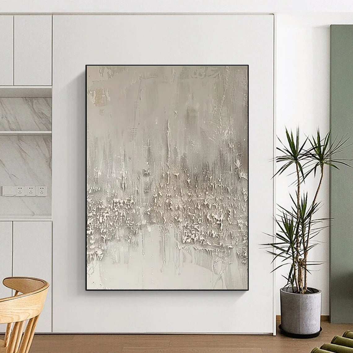 Minimalist Canvas Art - Monochrome Gray Textured Abstract Art with Intricate Details PT596