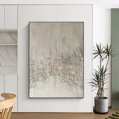 Minimalist Canvas Art - Monochrome Gray Textured Abstract Art with Intricate Details PT596