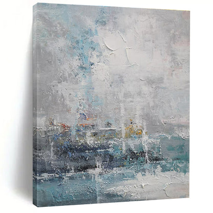 Acrylic Modern Art Paintings Blue, Gray, and White Textured Coastal Abstract Art PT690