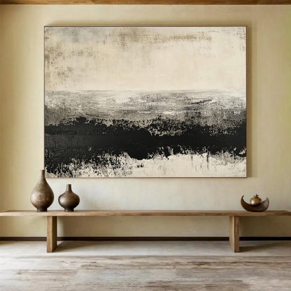 Modern Art Acrylic Gray & Black Textured Landscape Abstract Painting HPS259