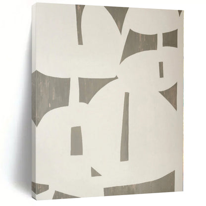 Hand Painted Art White & Gray Geometric Abstract Painting On Canvas PT023