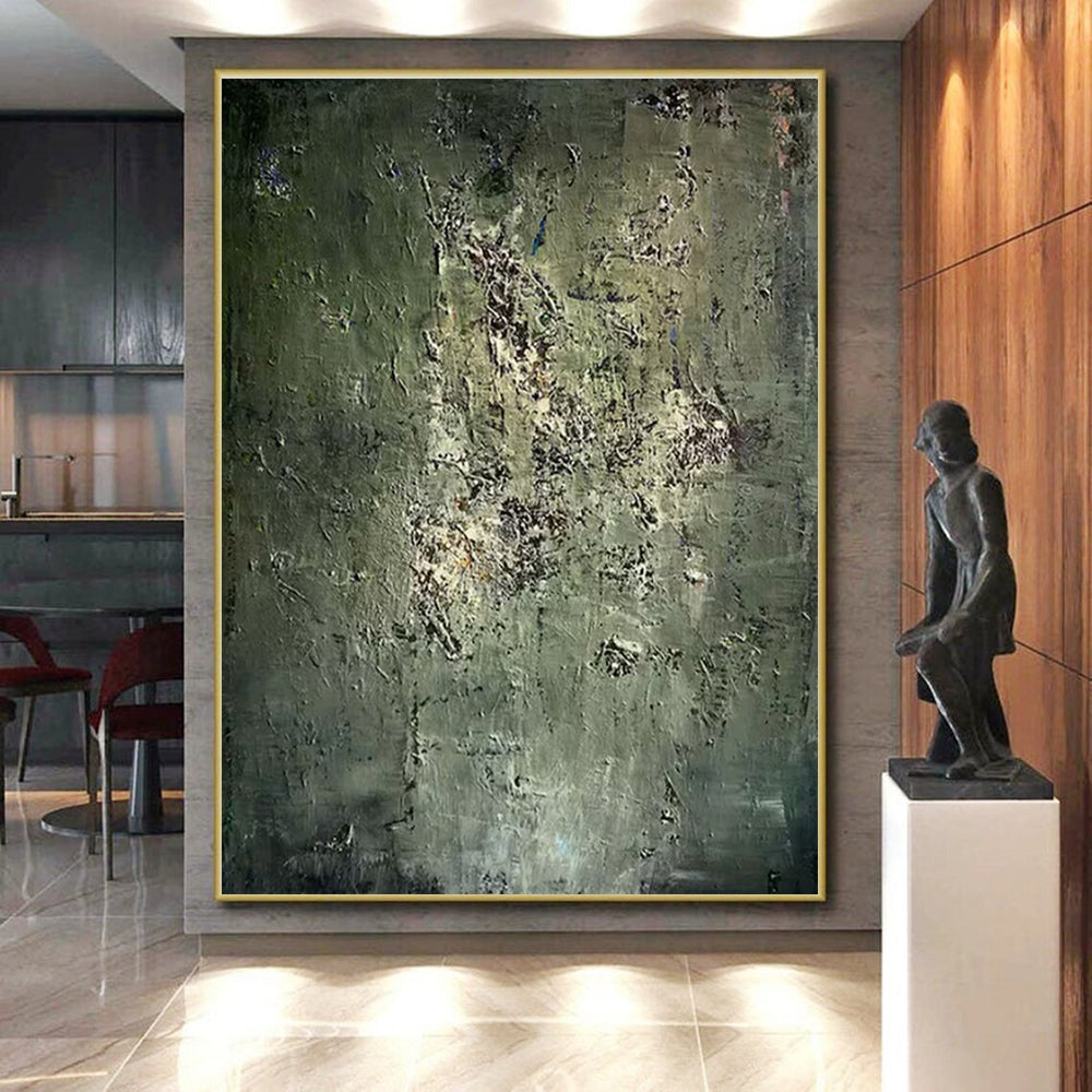Hand Painting Green Textured Abstract Landscape, Paintings For House PT534