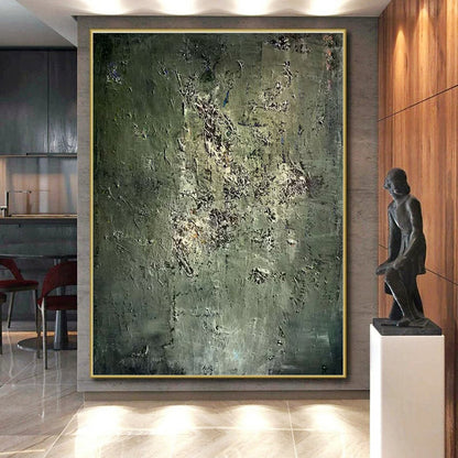Hand Painting Green Textured Abstract Landscape, Paintings For House PT534