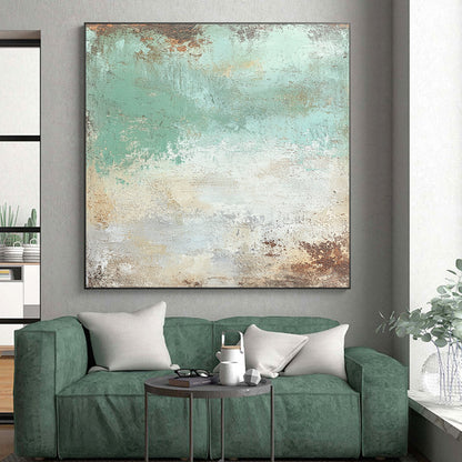 Large Painting In Living Room Green & Brown Textured Abstract Painting On Canvas PT130