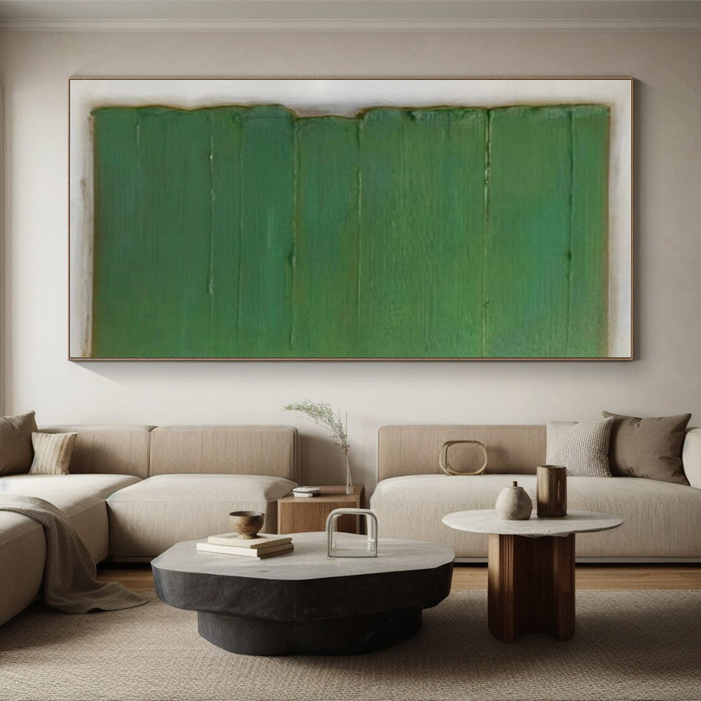 Minimalist Canvas Art Green Textured Abstract Geometric Art PT349