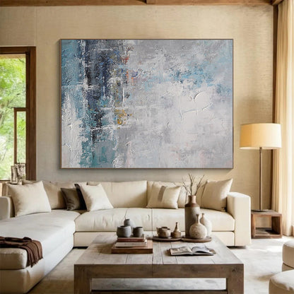 Acrylic Modern Art Paintings Blue, Gray, and White Textured Coastal Abstract Art PT684