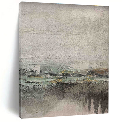Oversized Abstract Wall Art Gray, Beige, and Green Textured Abstract Landscape Art DPS472