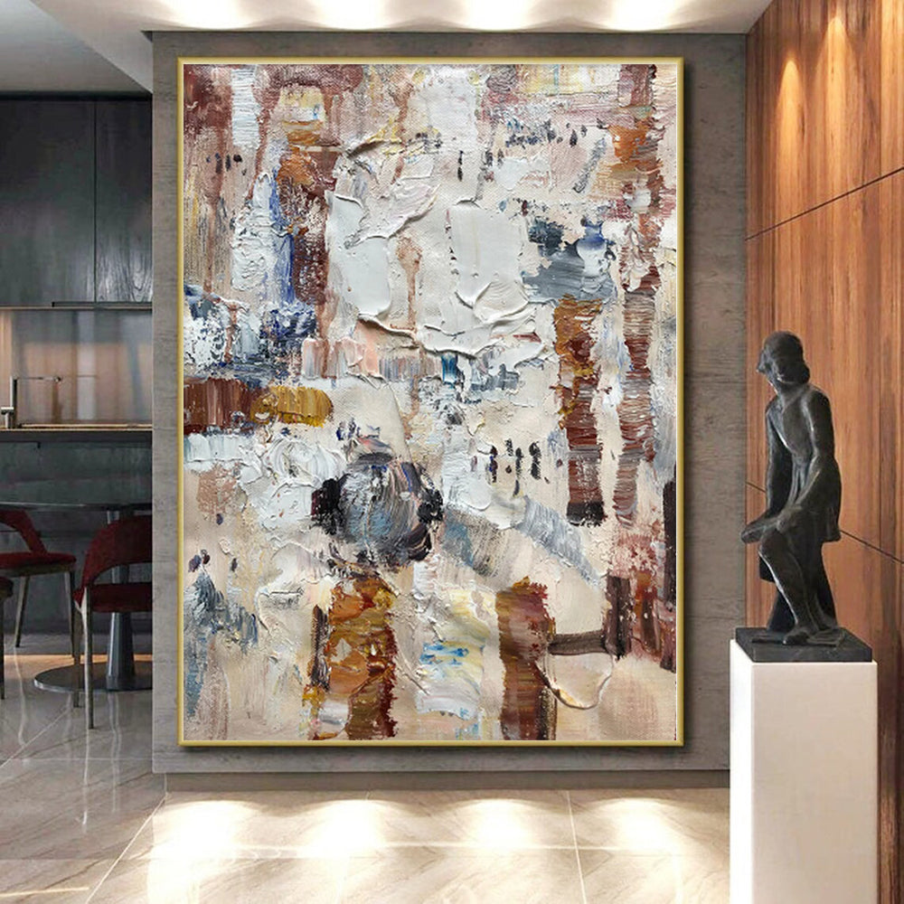 Large Painting In Living Room Multicolor Textured Abstract Painting On Canvas PT060