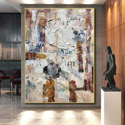 Large Painting In Living Room Multicolor Textured Abstract Painting On Canvas PT060