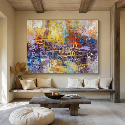 Acrylic Modern Art Paintings Vibrant Multicolor Textured Abstract On Canvas HPS052