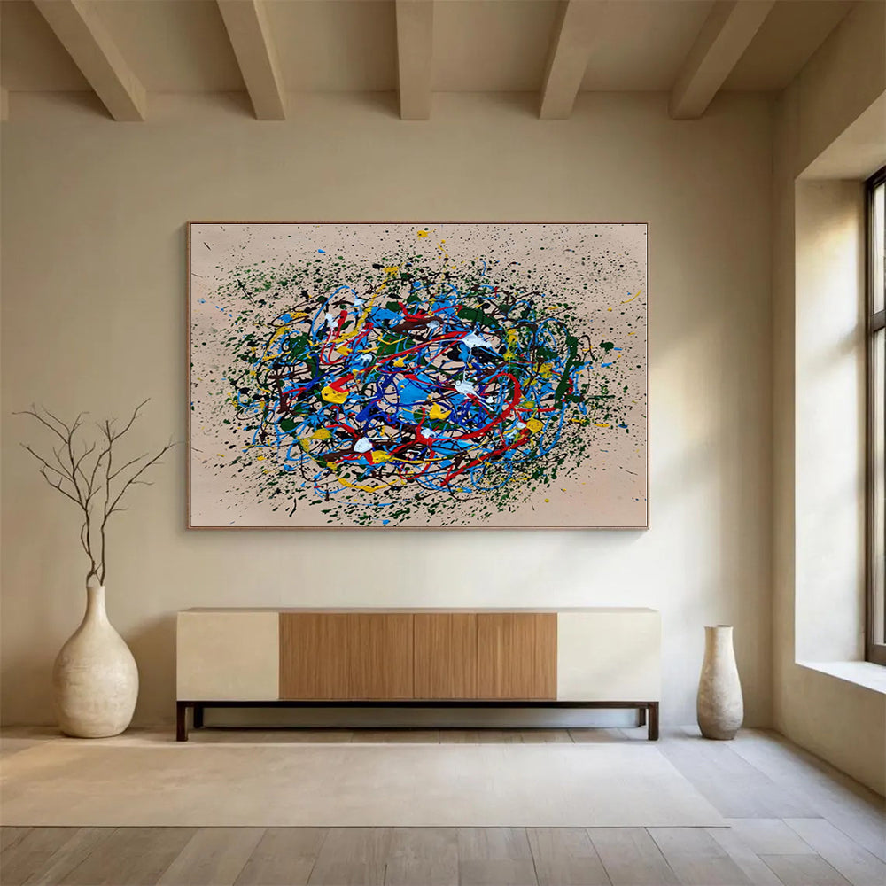 Hand Painted Art Multicolor Splatter Abstract Painting On Canvas HPS085