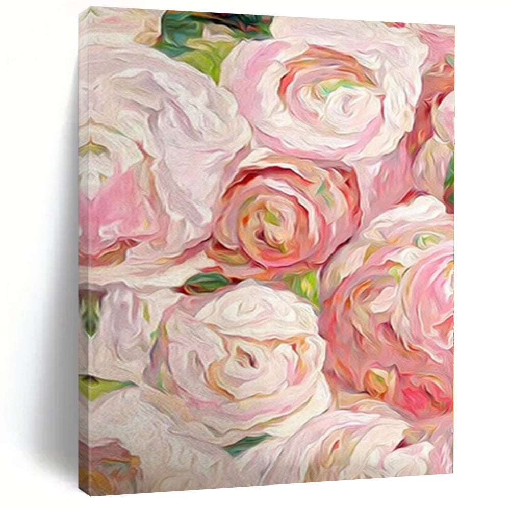 Hand Painted Art Pink and White Floral Abstract Acrylic Painting DPS419