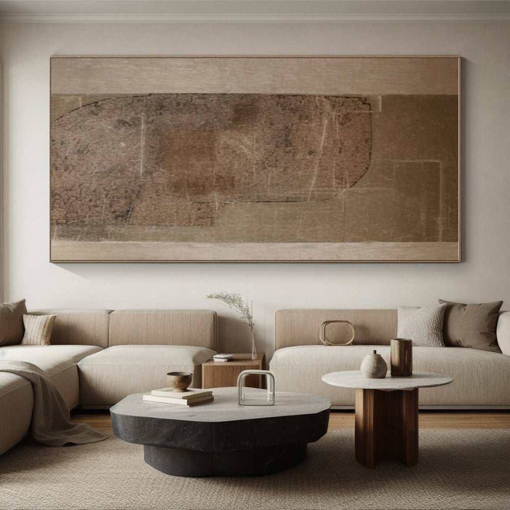 Minimalist Canvas Art Brown and Beige Geometric Abstract Art PT743