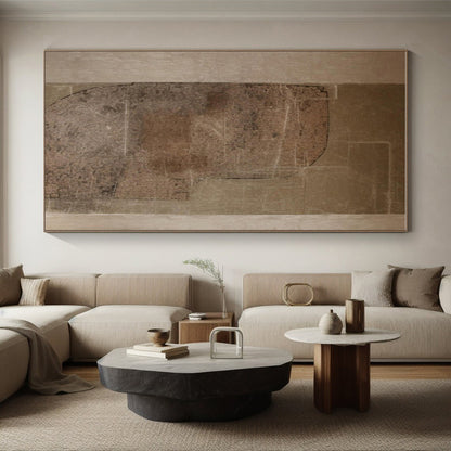 Minimalist Canvas Art Brown and Beige Geometric Abstract Art PT743