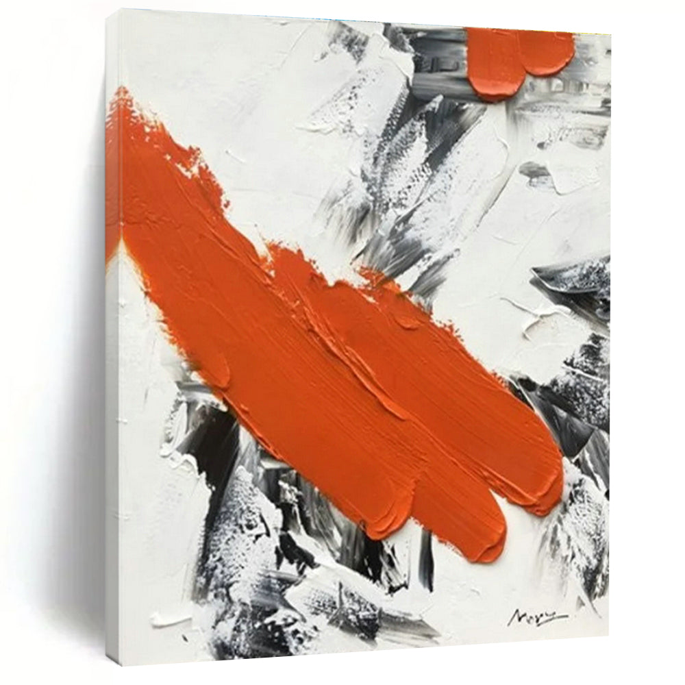 Cool Abstract Paintings Orange and Gray Textured Abstraction, Large Painting In Living Room PT525