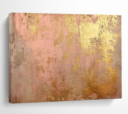 48x60 Pink & Gold Textured Abstract Acrylic Painting HPS245