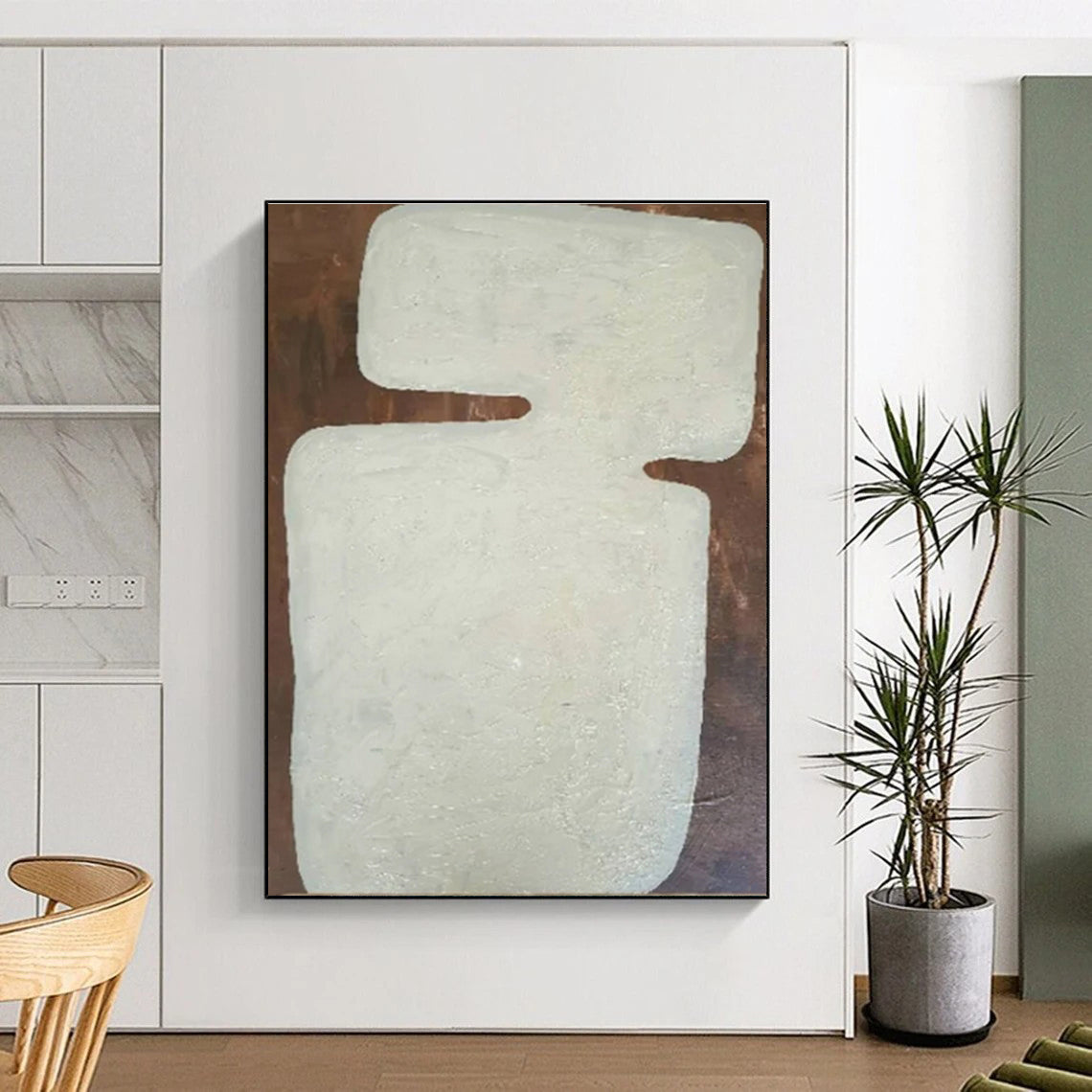 Hand-Painted Beige and Brown Textured Abstract Art PT647