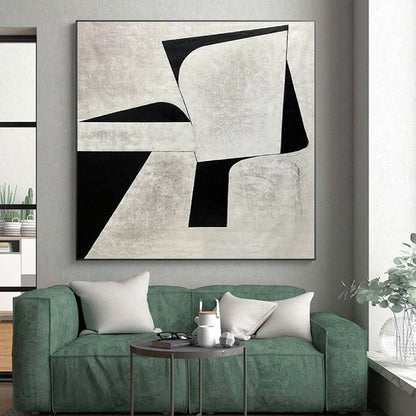 Minimalist Canvas Art Black and White Geometric Abstract, Modern Art Acrylic PT552
