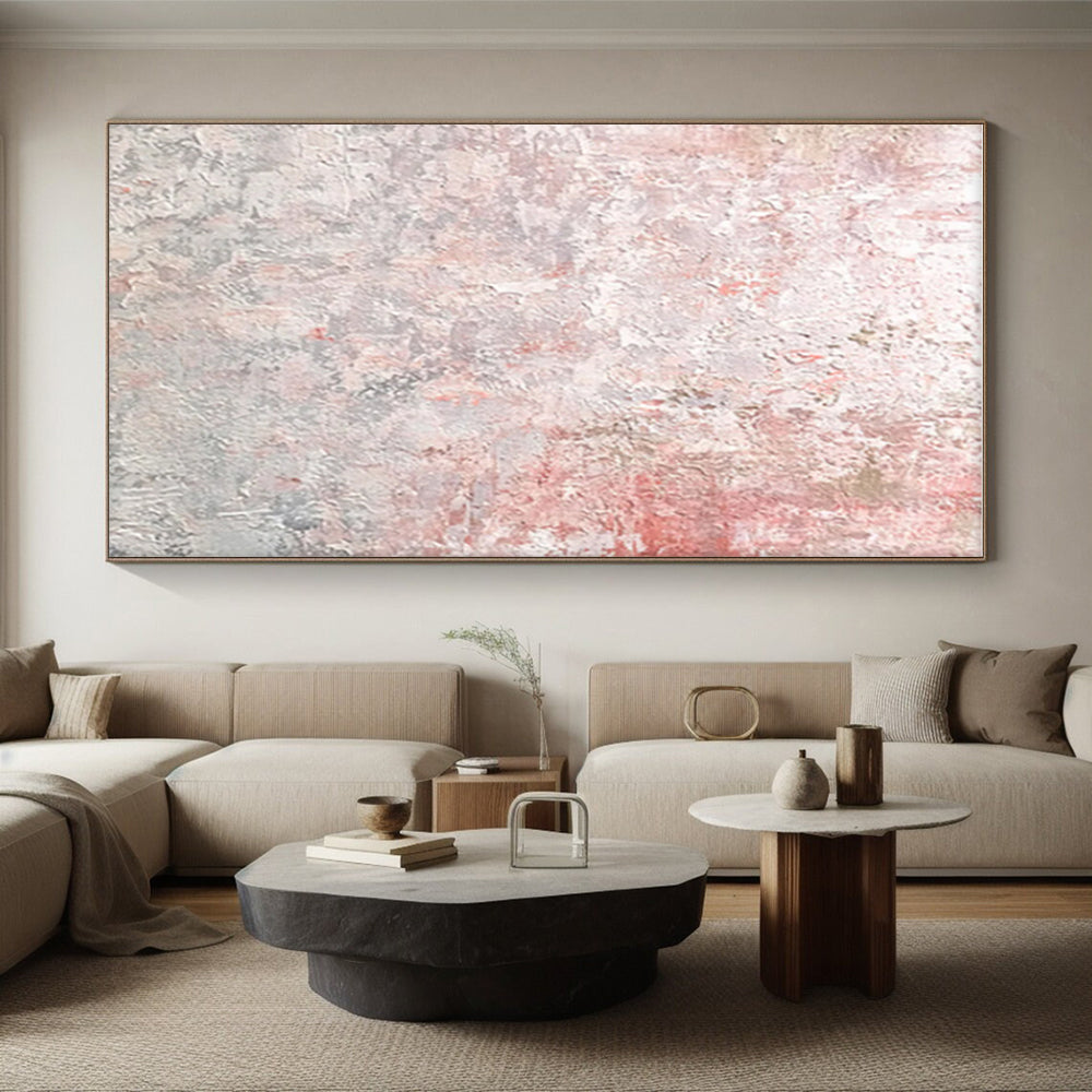 Hand-Painted Pink and Gray Textured Abstract Art, Acrylic Modern Art Painting PT291