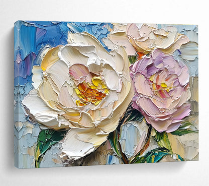 Gaint Canvas Art Beige and Purple Peony with Textured Background Oil Painting HPS322