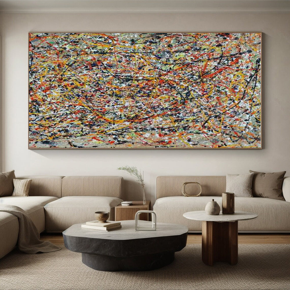 Oversized Abstract Wall Art Multicolor Splatter Abstract Art PT814