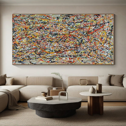 Oversized Abstract Wall Art Multicolor Splatter Abstract Art PT814