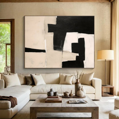 Minimalist Canvas Art Black & White Abstract Geometric Art HPS202