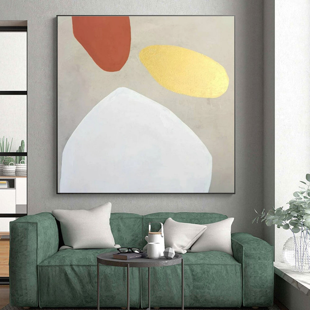 Hand-Painted Terracotta, Gold, and White Abstract Art PT643