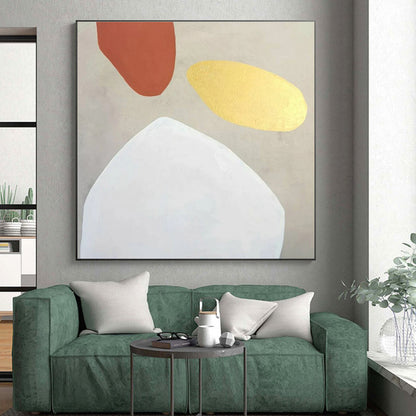 Hand-Painted Terracotta, Gold, and White Abstract Art PT643