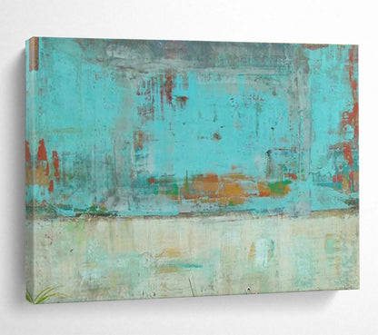 Gaint Canvas Art Turquoise, Red, and Beige Abstract Urban Art HPS362
