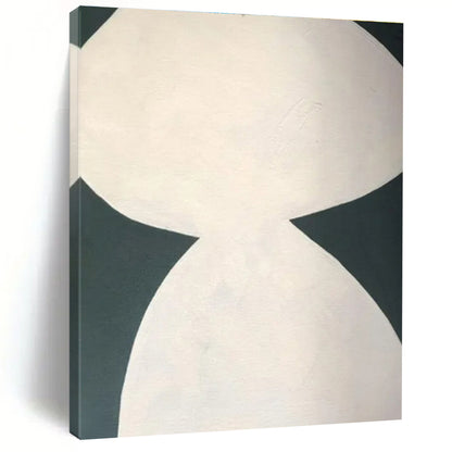 Minimalist Canvas Art White and Dark Green Abstract Art PT646