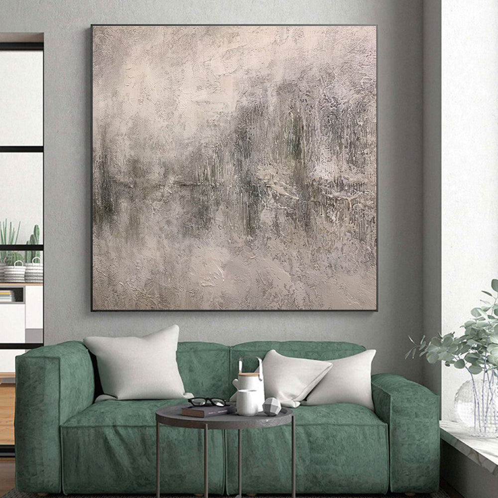 Large Size Gray Textured Abstract Art with Subtle Depth, Acrylic Modern Art Painting PT308