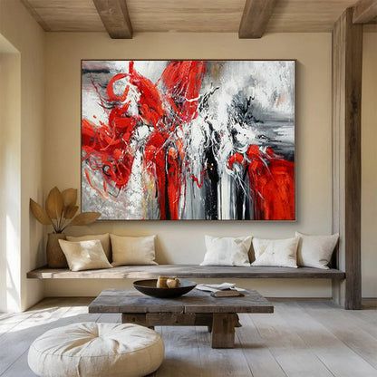 Paintings For House Red, White, and Black Expressive Abstract Art HPS330