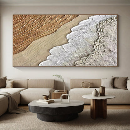 Handmade Art Textured Beige and Brown Abstract with Layered Details PT013