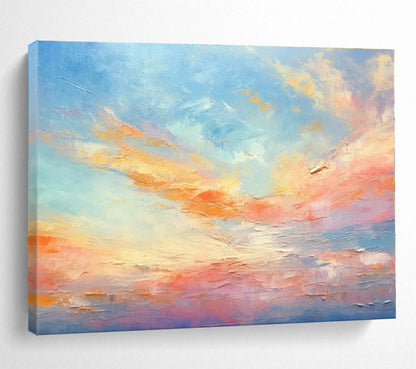 Hand-Painted Pastel Sunset Sky Abstract On Canvas HPS041
