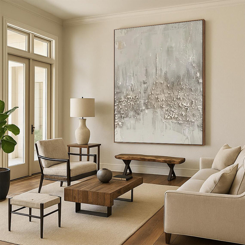 Hand Painted Art Beige Textured Abstract Art PT371