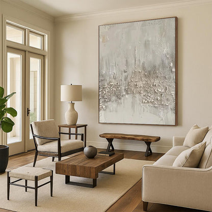 Hand Painted Art Beige Textured Abstract Art PT371