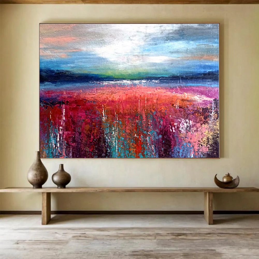 Large Contemporary Wall Art Colorful Landscape Abstract On Canvas HPS008