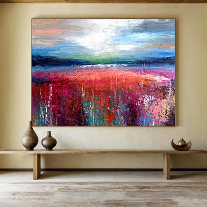 Large Contemporary Wall Art Colorful Landscape Abstract On Canvas HPS008
